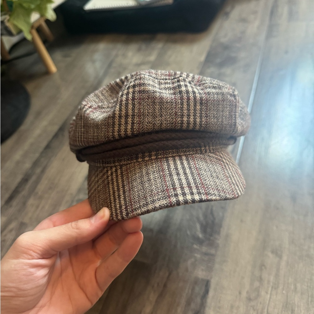 Brown Plaid Paperboy Cap Unisex